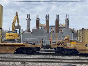 erection de la culee nord ferroviaire