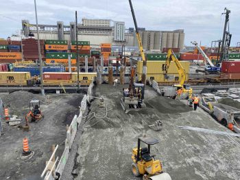 erection des murs entre les culees sud notre dame et nord ferroviaire