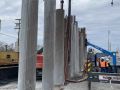 mise en place de l   armature et betonnage des pieux caisson pour la construction de la culee sud ferroviaire