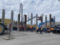 mise en place de l   armature et betonnage des pieux caisson pour la construction de la culee sud ferroviaire 2