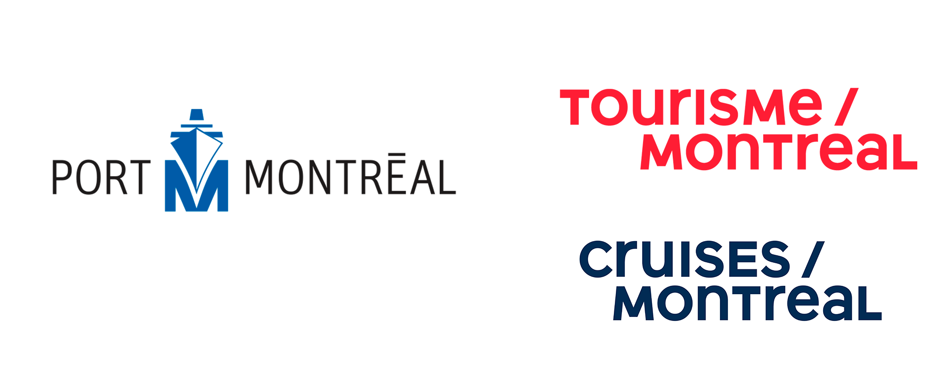 Logos du Port de Montréal, de Tourisme Montréal et de Croisières Montréal