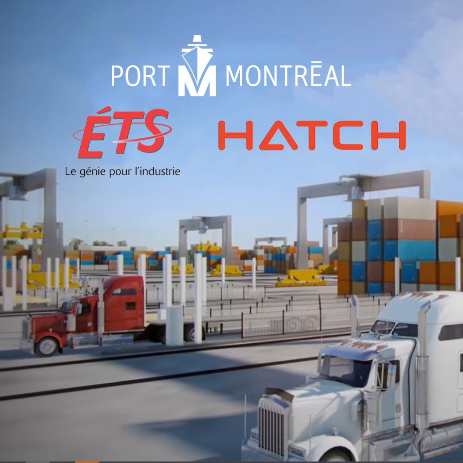 Logos du Port de Montréal, l'ÉTS et Hatch