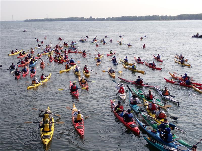Kayakistes sur le fleuve Saint-Laurent
