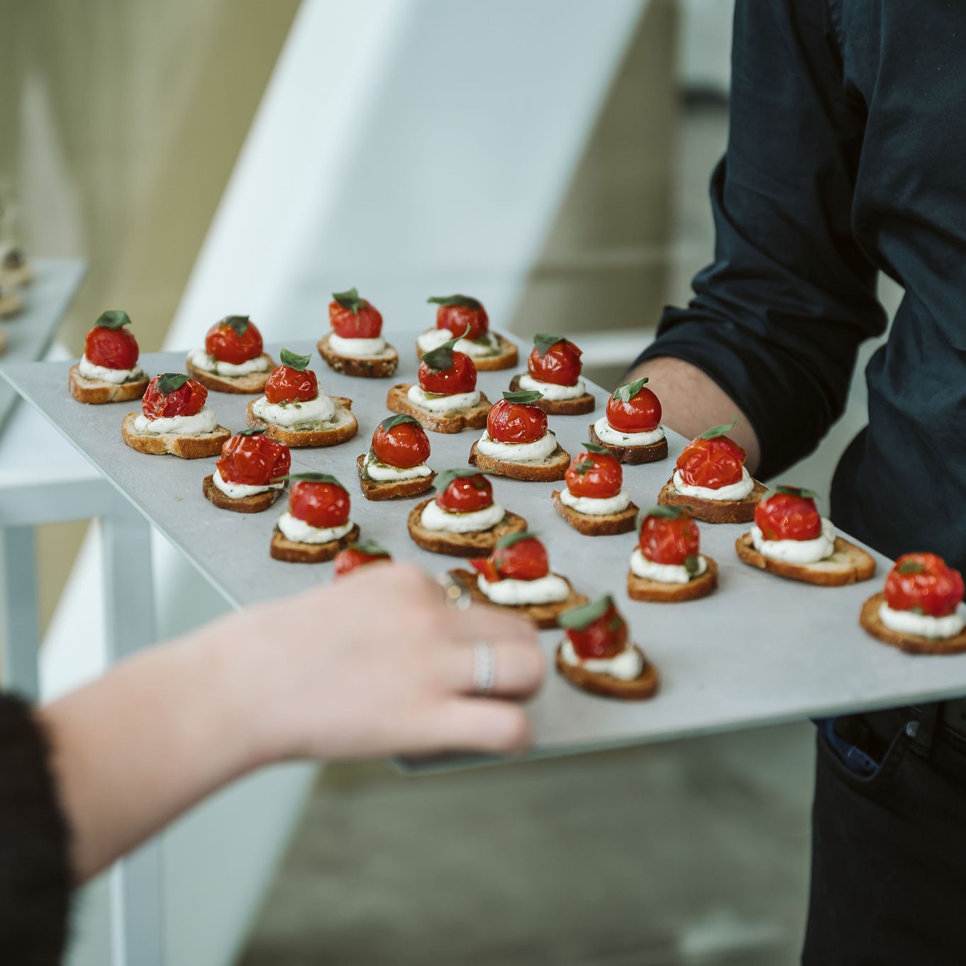bouchées sur un plateau