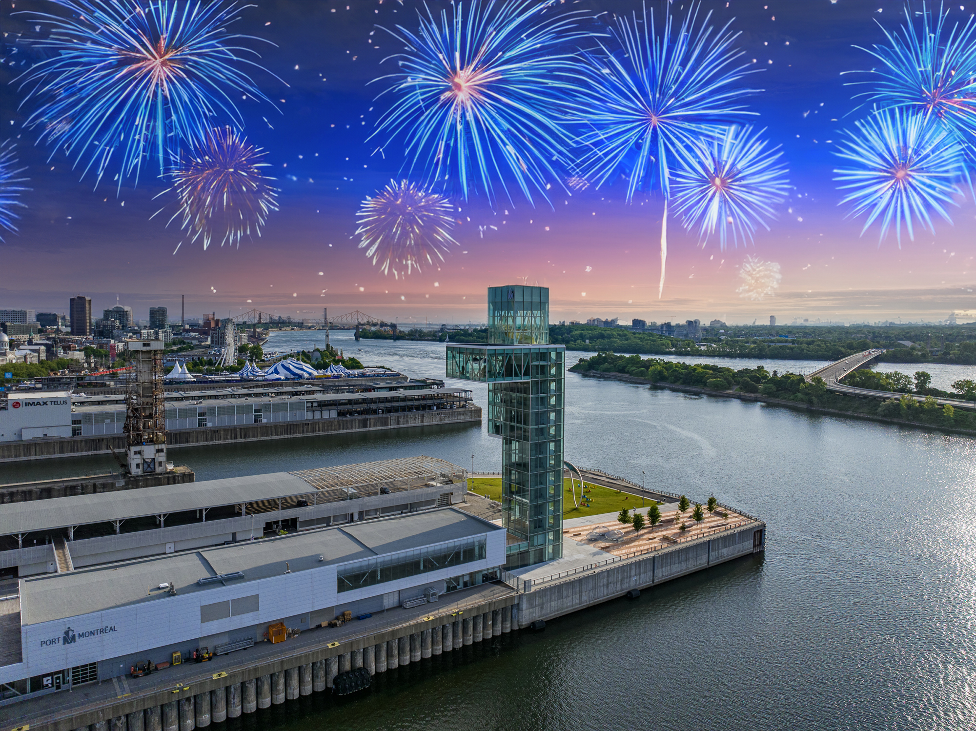 Fireworks seen from the Grand Quay